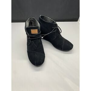 Toms Women's Desert Wedge Ankle Boots Black Suede - Size W7